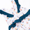 Sunset Sailing Ruffle Romper, Blue