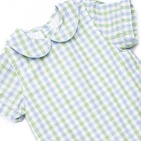 Bleu: Brixton Bay Embroidered Short Set, Blue and Green Plaid