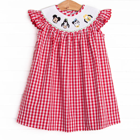 Clubhouse Characters Smocked Bishop Dress, Red