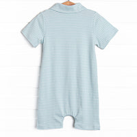 Up In the Sky Pima Embroidered Short Romper, Mint