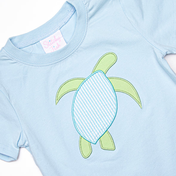 Sea Surfer Applique Short Set, Blue