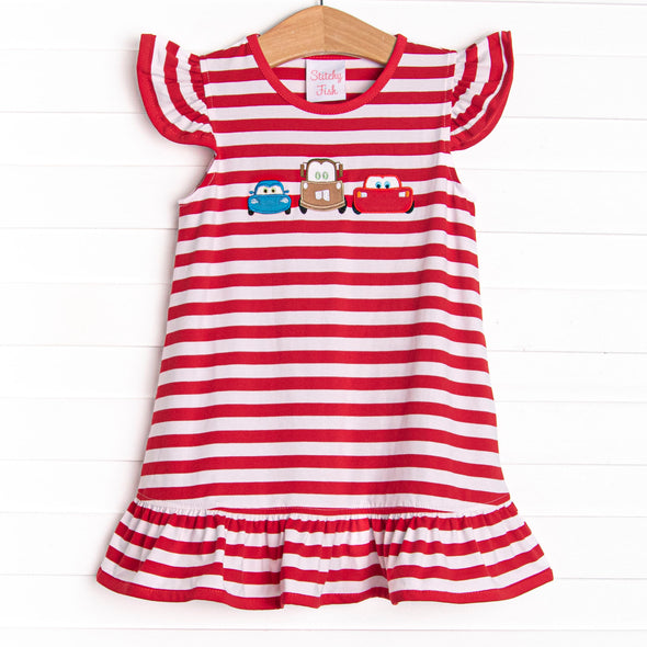 Life Is A Highway Applique Dress, Red
