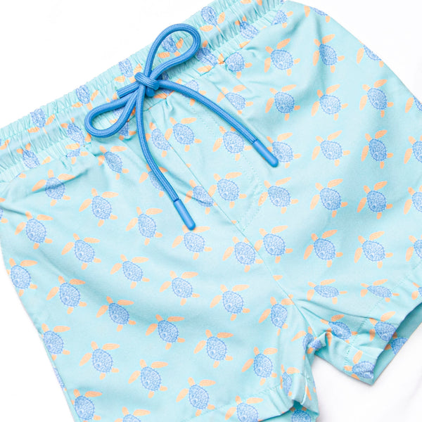 Turquoise Turtles Swim Trunks, Green