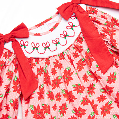 Poinsettia Promise Smocked Legging Set, Red
