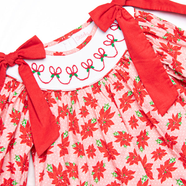 Poinsettia Promise Smocked Legging Set, Red