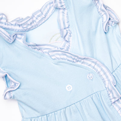 Sea Surfer Applique Ruffle Short Set, Blue