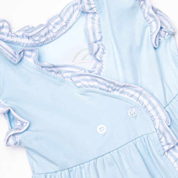 Sea Surfer Applique Ruffle Short Set, Blue