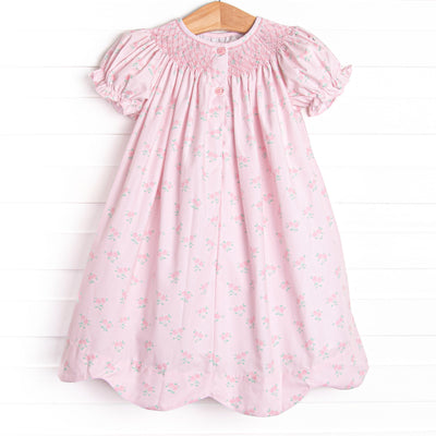 Reagan's Roses Smocked Bishop Dress, Pink