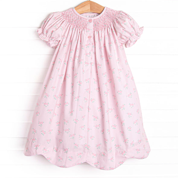 Reagan's Roses Smocked Bishop Dress, Pink