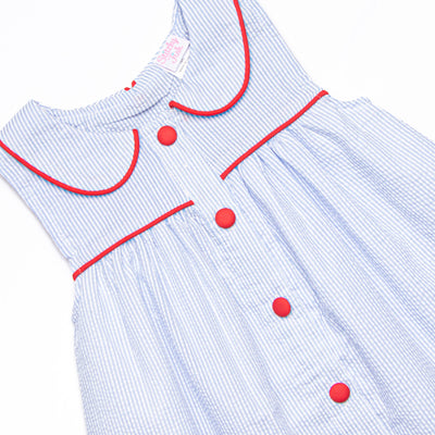 Back to School Basics Dress, Blue Seersucker