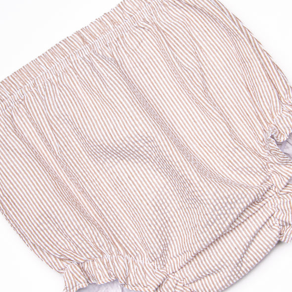 Shelley's Seashells Applique Diaper Set, Tan Seersucker