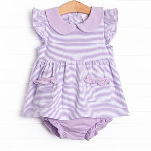 Emmaline Diaper Set, Purple Stripe