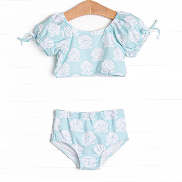 Shell Of A Time Puff Sleeve Bikini, Green