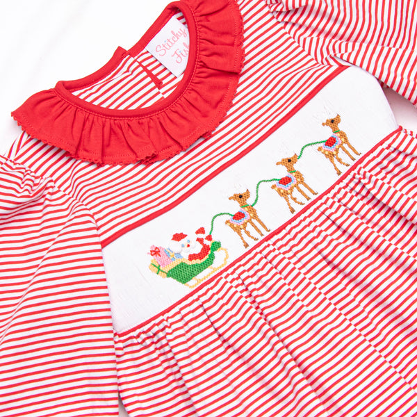 Sleigh Ride Smocked Dress, Red
