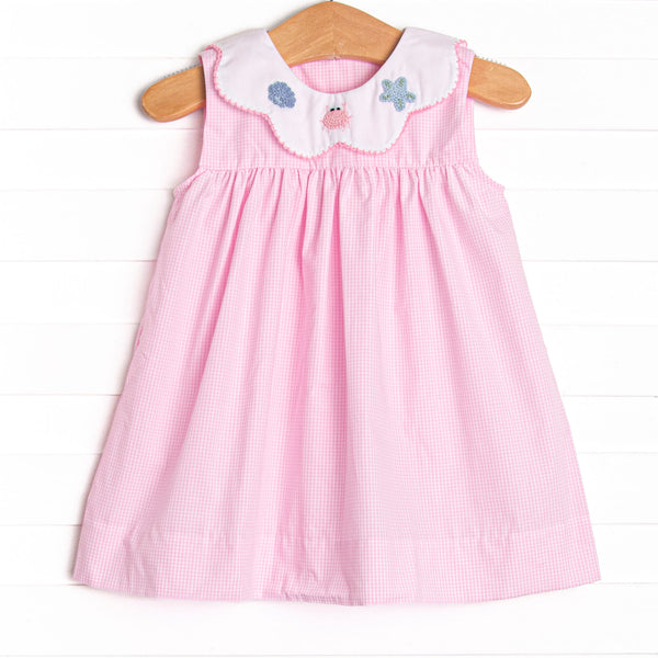 Ocean Treasure Embroidered Dress, Pink