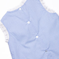 Bleu: Blossoms and Blessings Embroidered Pleated Dress, Blue Gingham