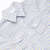 Bleu: Conrad Classic Button-Up Shirt, Light Blue and Green Plaid