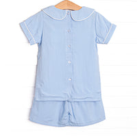 Bleu: Cherished Celebrations Embroidered Heirloom Short Set, Blue