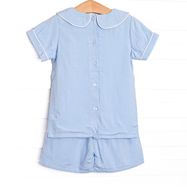 Bleu: Cherished Celebrations Embroidered Heirloom Short Set, Blue