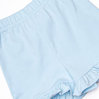Southern Soiree Applique Ruffle Short Set, Blue