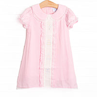 Bleu: Cherished Celebrations Embroidered Heirloom Dress, Pink