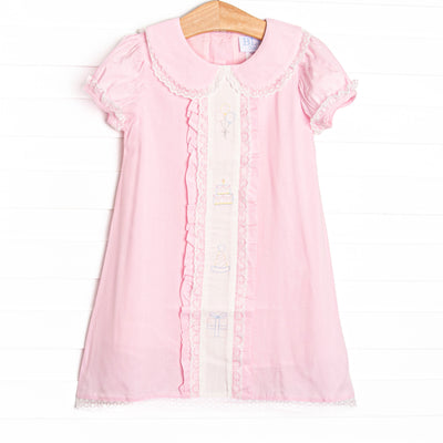 Bleu: Cherished Celebrations Embroidered Heirloom Dress, Pink