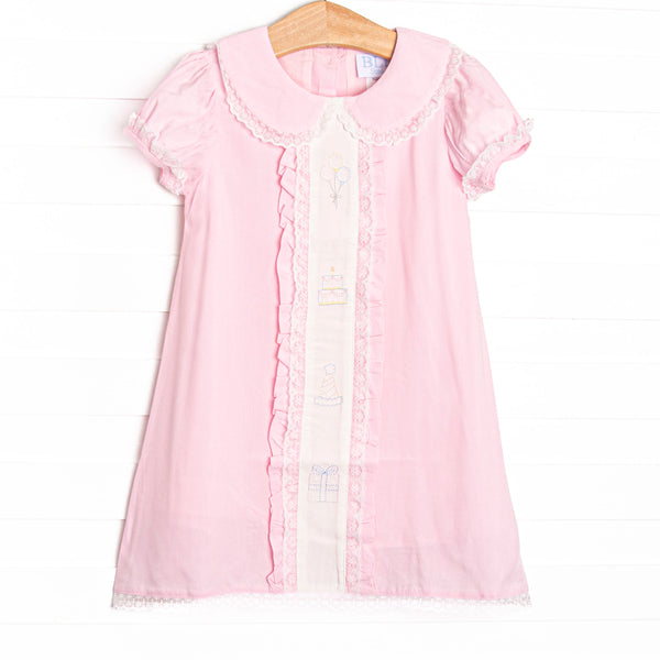 Bleu: Cherished Celebrations Embroidered Heirloom Dress, Pink