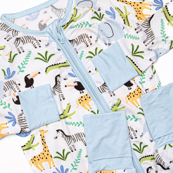 Animal Crossing Bamboo Zippy Pajama, Blue