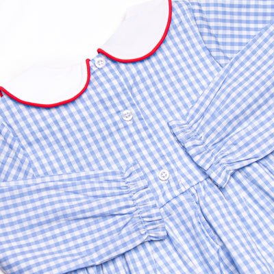 Santa Claus Craze Embroidered Diaper Set, Blue Gingham
