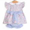 Felicity Florals Flutter Sleeve Diaper Set, Blue