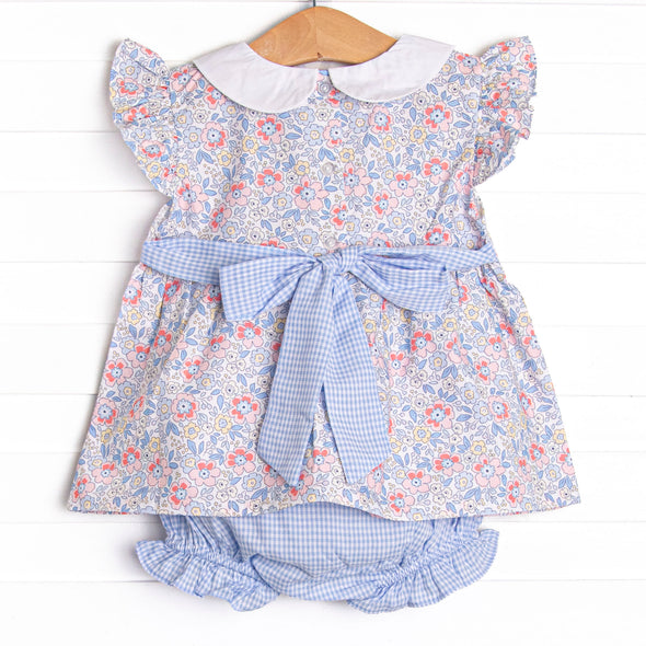 Felicity Florals Flutter Sleeve Diaper Set, Blue