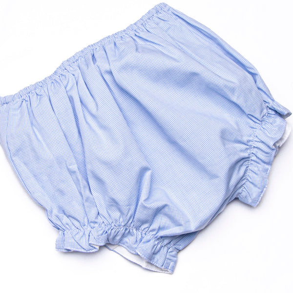 Bleu: Corinne Smocked Diaper Set, Light Blue and Green Plaid