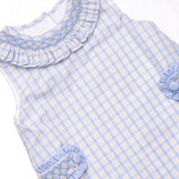 Bleu: Corinne Smocked Dress, Light Blue and Green Plaid