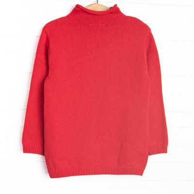 Hole In One Rolled Neck Sweater, Red