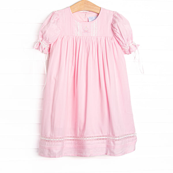 Bleu: Birthday Keepsake Embroidered Heirloom Dress, Pink