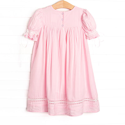 Bleu: Birthday Keepsake Embroidered Heirloom Dress, Pink