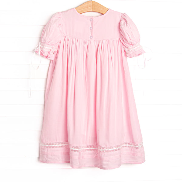 Girl's Bleu: Birthday Keepsake Embroidered Heirloom Dress in Pink size 4T