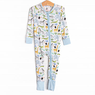 Animal Crossing Bamboo Zippy Pajama, Blue