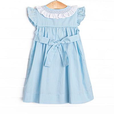 Bleu: Collins Smocked Dress, Blue Pique