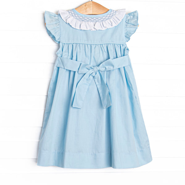 Bleu: Collins Smocked Dress, Blue Pique