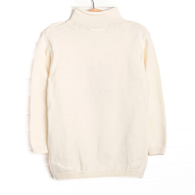 Teddy Rolled Neck Sweater, White