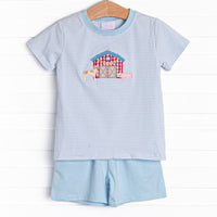 Southern Soiree Applique Short Set, Blue