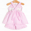 Star Student Applique Ruffle Short Set, Pink