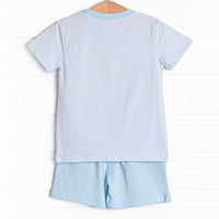 Southern Soiree Applique Short Set, Blue