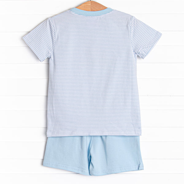 Southern Soiree Applique Short Set, Blue