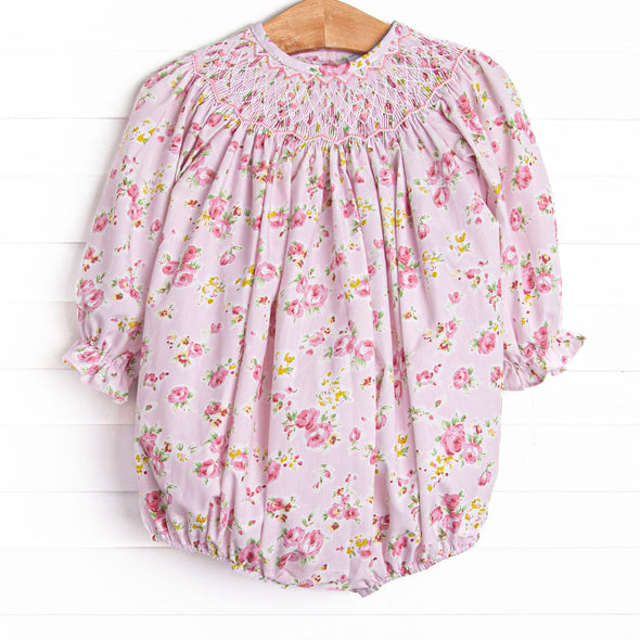 Garden Rose Smocked Bubble, Pink
