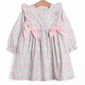 Early Fall Florals Bow Dress, Pink
