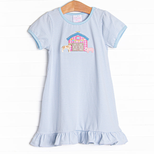 Southern Soiree Applique Dress, Blue