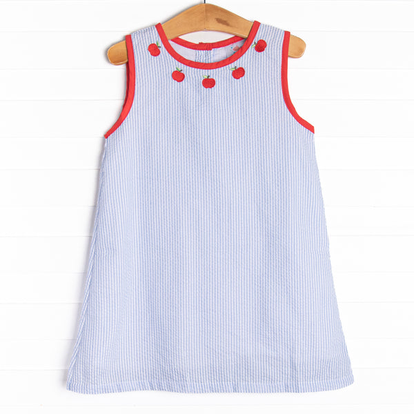 Annie Apple Embroidered Dress, Blue