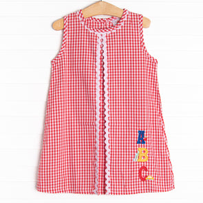Spelling Bee Sweetie Applique Dress, Red
